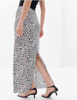 Картинка Спідниця максі біла з леопардовим принтом