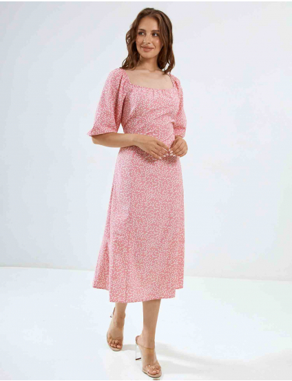 Картинка Сукня міді рожева з принтом