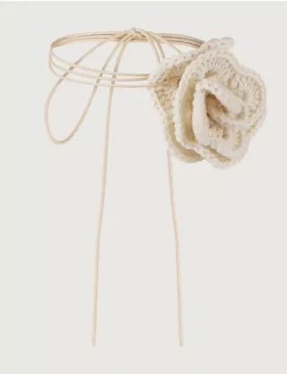 Картинка Чокер із в'язаною квіткою білий