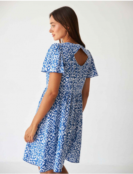 Картинка Сукня міні синя з принтом