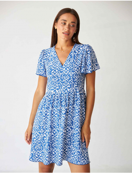 Картинка Сукня міні синя з принтом