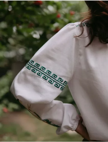 Картинка Вишиванка біла з журавлями