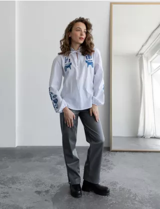 Картинка Вишиванка біла з кониками