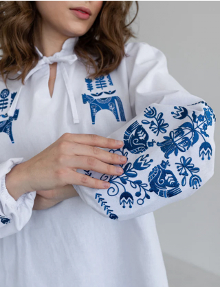 Картинка Вишиванка біла з кониками