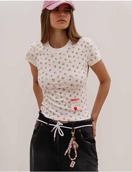 Картинка Футболка бежева з прнитом