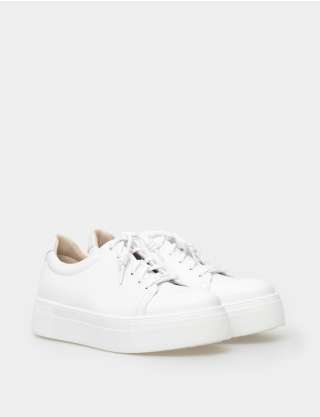 Картинка Жіночі білі шкіряні кеди