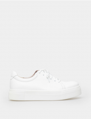 Картинка Жіночі білі шкіряні кеди