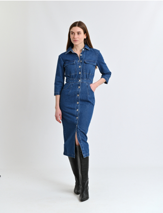 Картинка Сукня міді синя джинсова