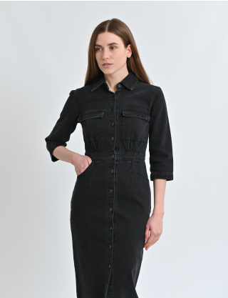 Картинка Сукня міді чорна джинсова