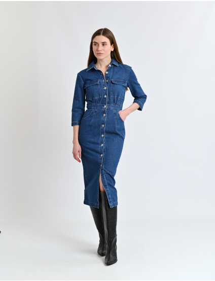 Картинка Сукня міді синя джинсова
