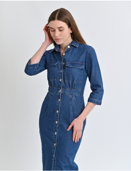 Картинка Сукня міді синя джинсова