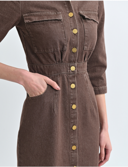 Картинка Сукня міді коричнева джинсова