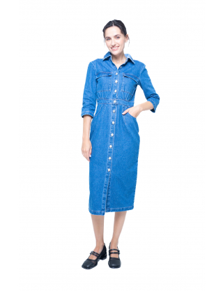 Картинка Сукня міді синя джинсова