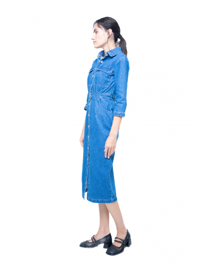 Картинка Сукня міді синя джинсова