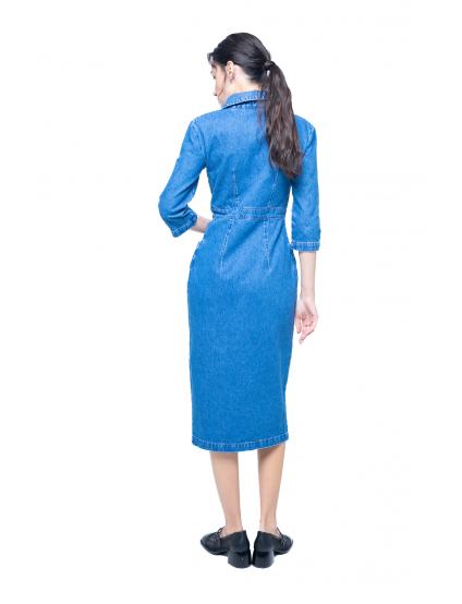 Картинка Сукня міді синя джинсова