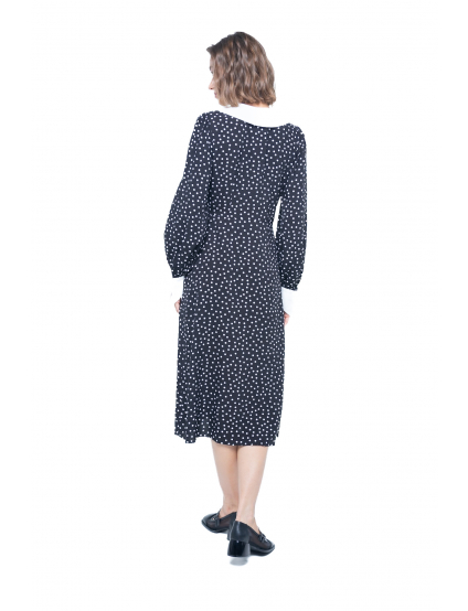 Картинка Сукня міді чорна з принтом