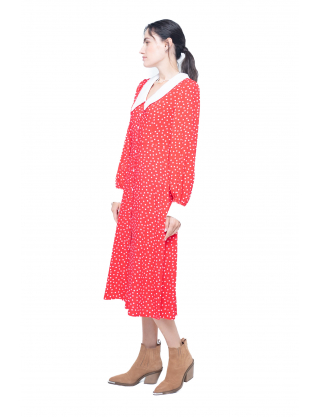 Картинка Сукня міді червона з принтом