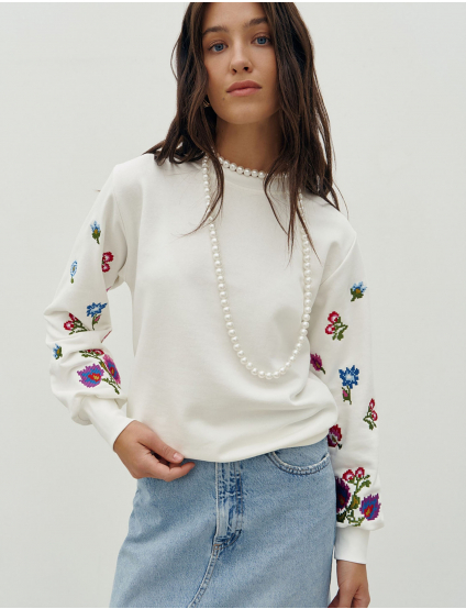 Картинка Світшот білий з вишивкою