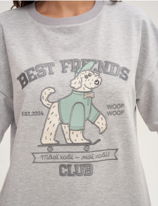 Картинка Футболка "Best Friend's Club" світло-сіра