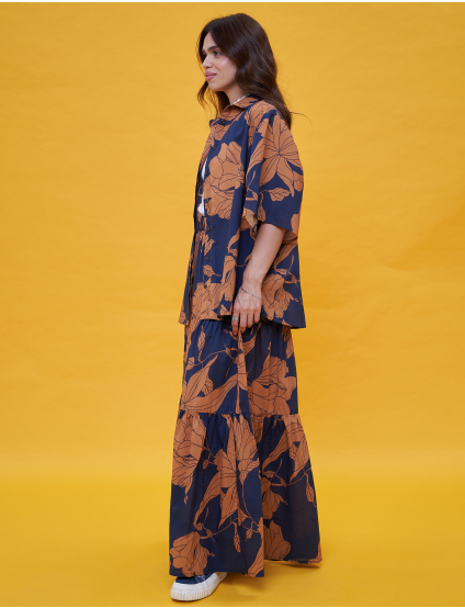 Картинка Спідниця макмі темно-синя з принтом