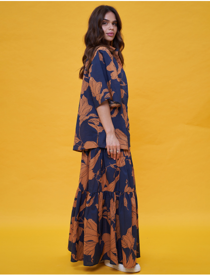 Картинка Спідниця макмі темно-синя з принтом