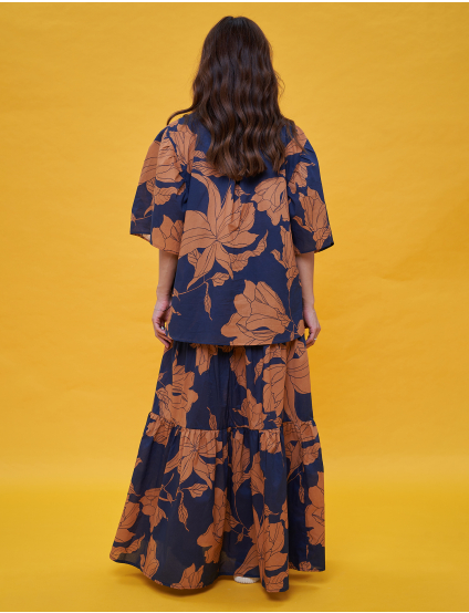 Картинка Спідниця макмі темно-синя з принтом