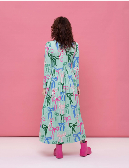 Картинка Сукня міді зелена з принтом