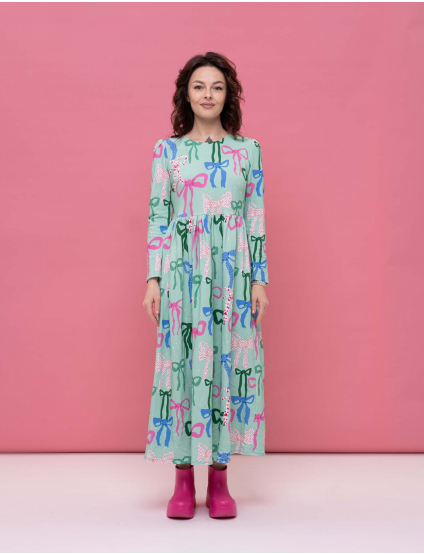 Картинка Сукня міді зелена з принтом