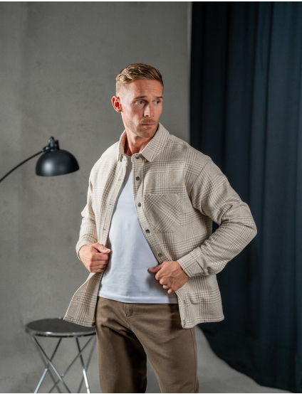 Картинка Сорочка бежева картата