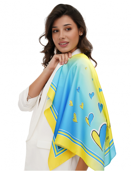 Картинка Хустка жовто-блакитна з принтом