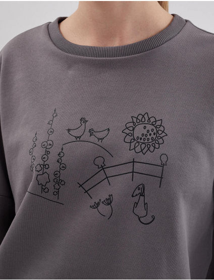 Картинка Світшот сірий з принтом