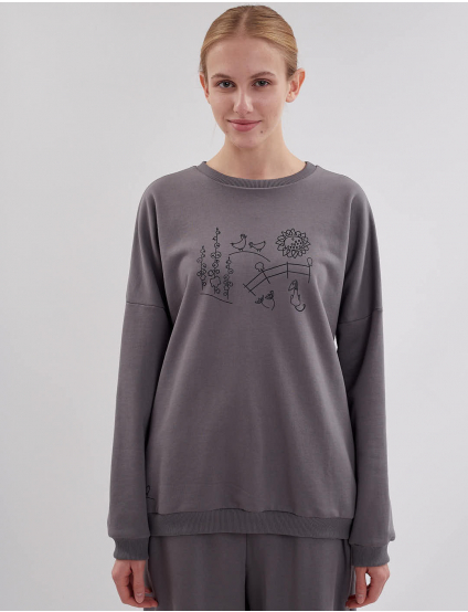 Картинка Світшот сірий з принтом