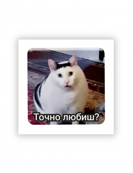 Картинка 3D-стікер із котом "Точно любиш?"