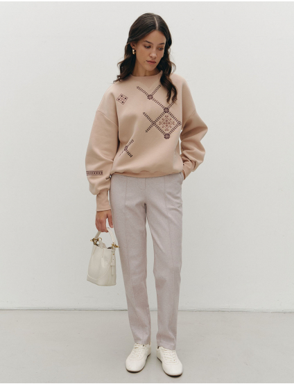 Картинка Світшот бежевий з принтом