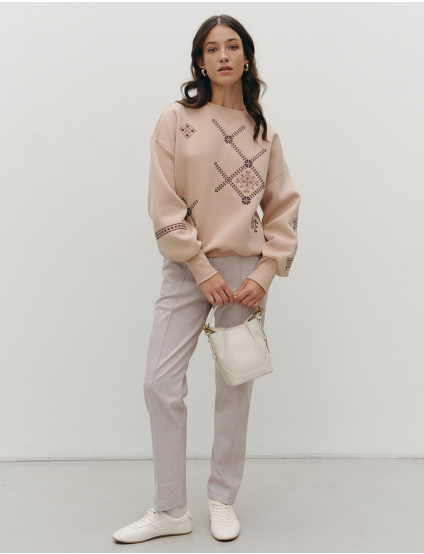 Картинка Світшот бежевий з принтом