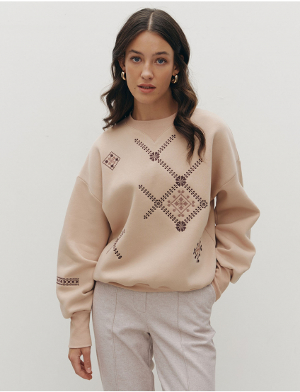 Картинка Світшот бежевий з принтом