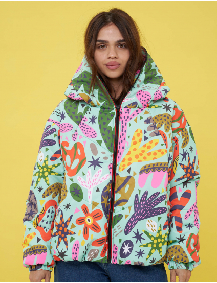 Картинка Куртка світло-зелена з принтом