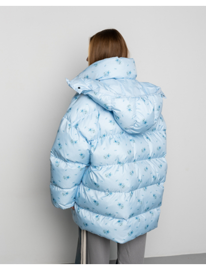 Картинка Пуховик блакитний з квітами