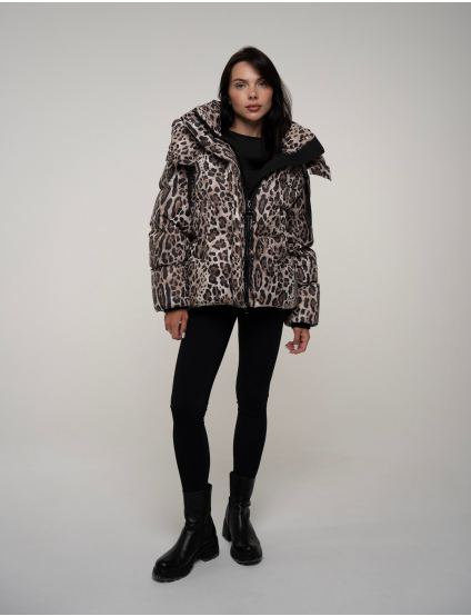 Картинка Пуховик коричневий з принтом