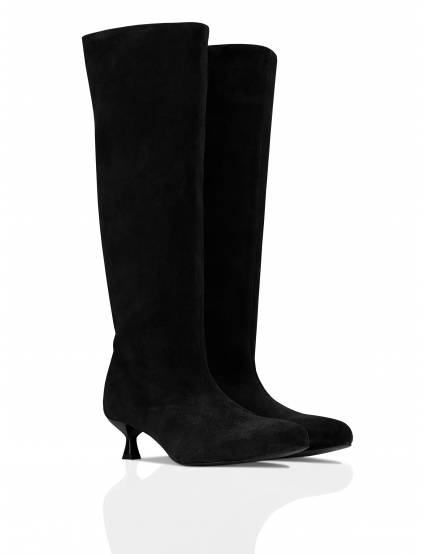 Картинка Чоботи чорні замшеві