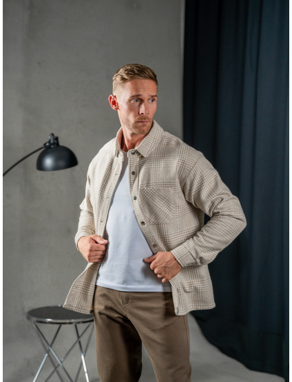 Картинка Сорочка бежева картата