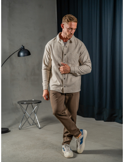 Картинка Сорочка бежева картата