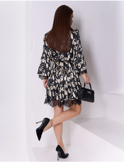 Картинка Сукня міні чорна з принтом