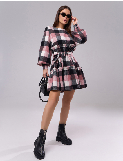 Картинка Сукня міні рожева картата