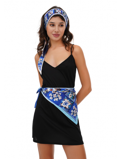 Картинка Хустка синя з принтом