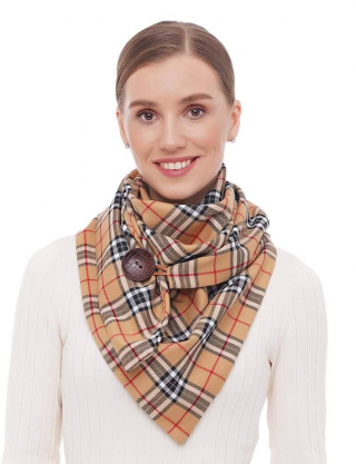 Шарф-бактус коричневий у клітинку My Scarf Картинка Шарф-бактус коричневий у клітинку My Scarf