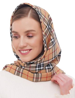 Шарф-бактус коричневий у клітинку My Scarf Картинка Шарф-бактус коричневий у клітинку My Scarf