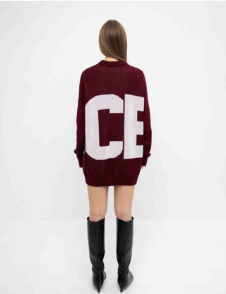 Картинка Светр бордовий з принтом