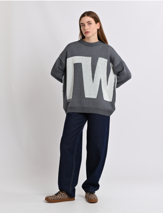 Картинка Светр сірий  з принтом