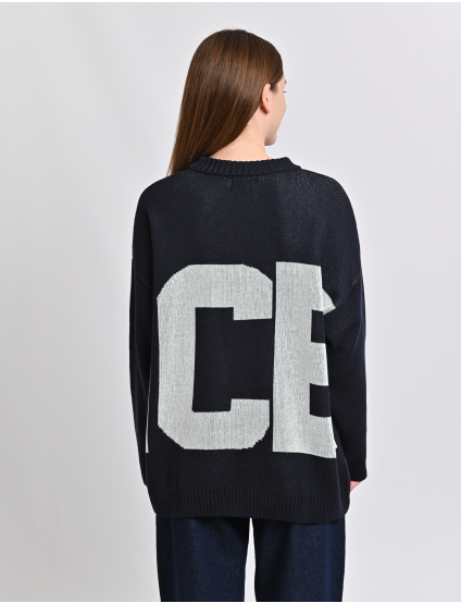 Картинка Светр темно-синій з принтом